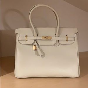 Italian Genuine Leather Off-White Handbag